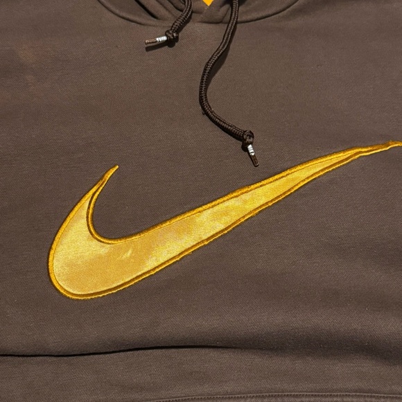 Vintage Y2K Nike Mocha Brown Big Center Swoosh Pullover Hoodie Mens Size XL - Picture 3 of 7